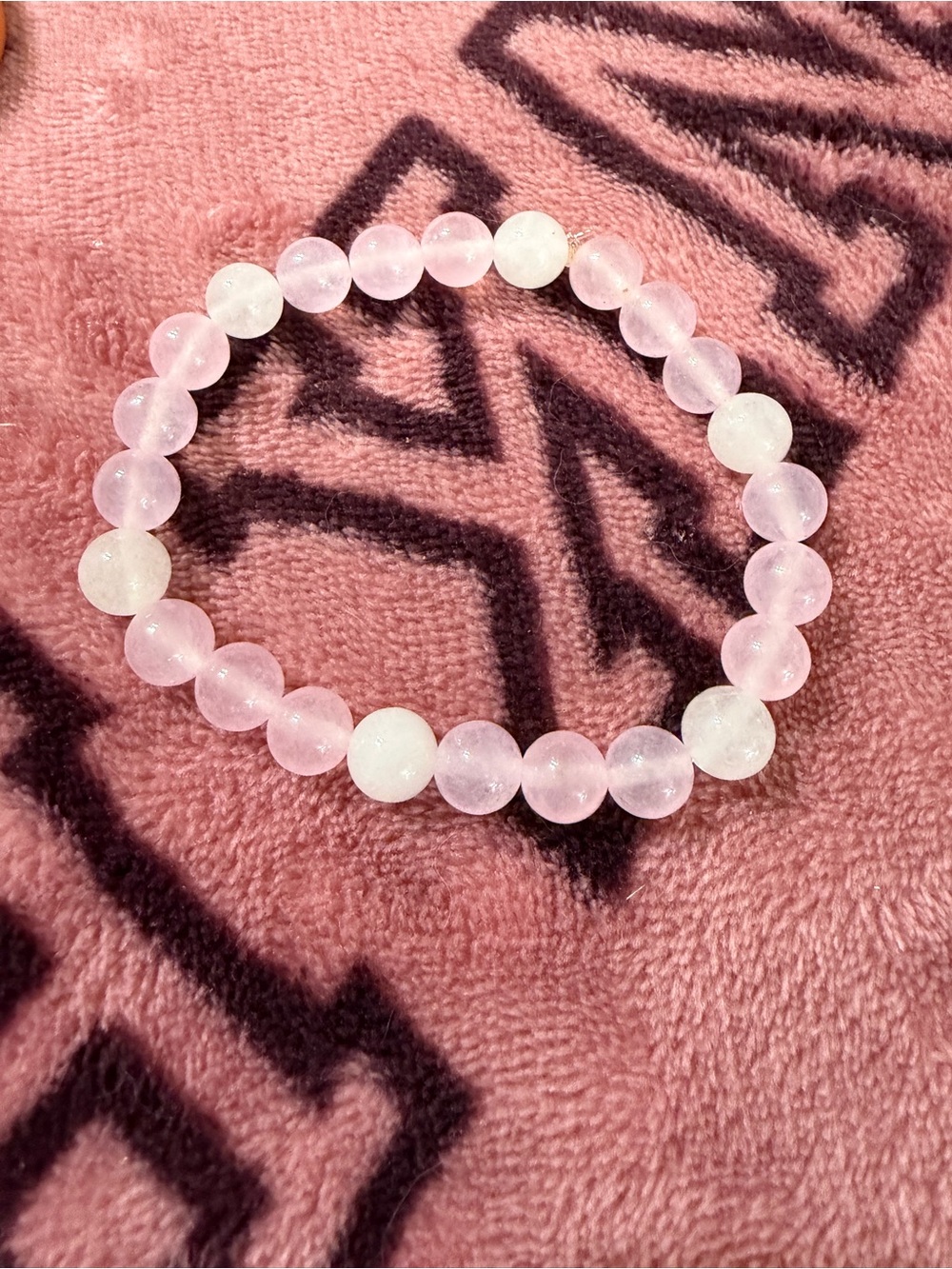Rose & White Quartz Stretch Beaded Bracelet